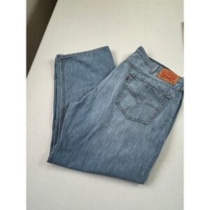 Levi Strauss Co 505 Regular Fit Light Wash Denim Jeans Mens W42 L30